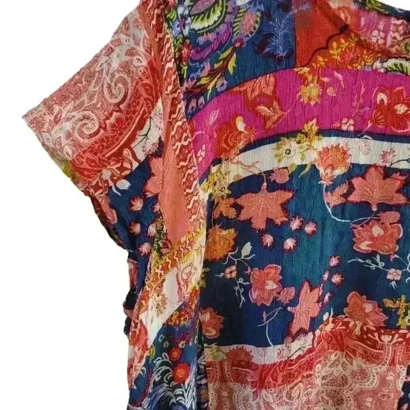 Jones New York Top Artsy Patchwork Print Flowy Boho Hi Low Blouse Womens 3X - Picture 13 of 16